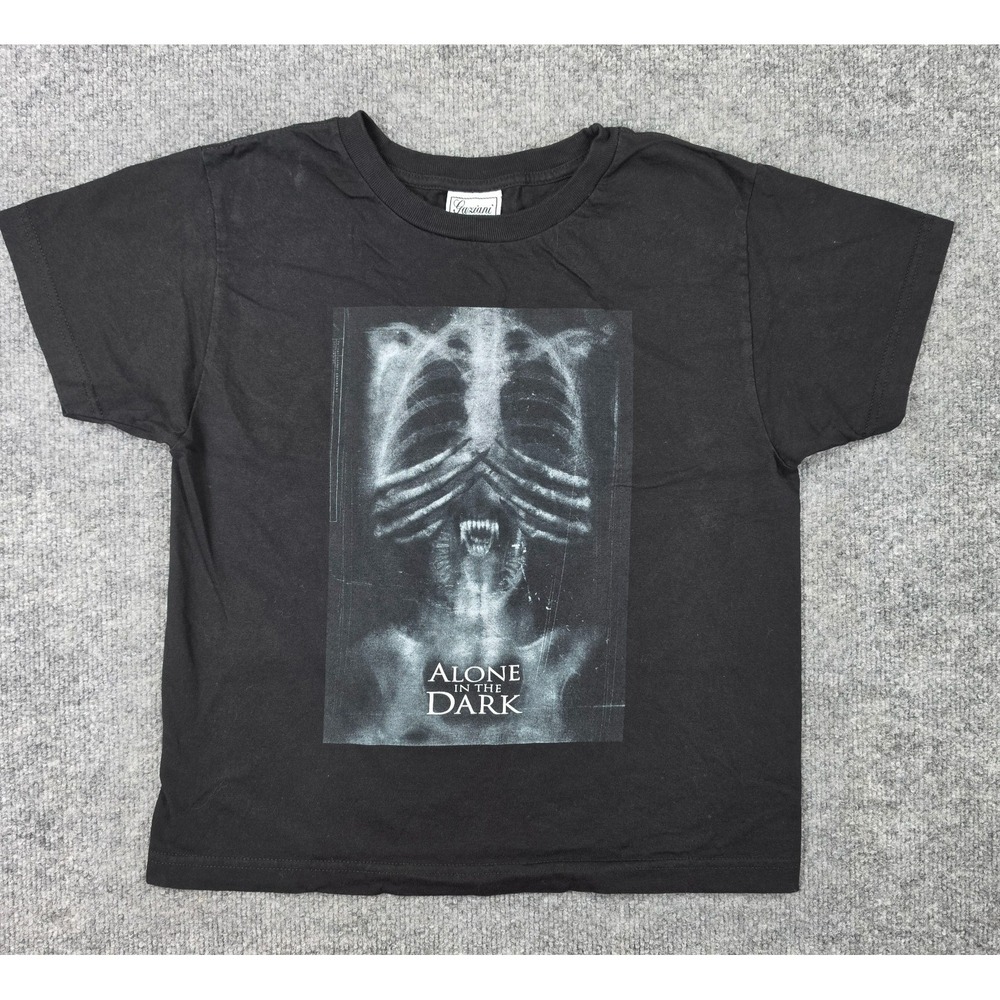 Vintage ALONE IN THE DARK Horror Movie Promo Crop Top Tee Shirt Black Size Large